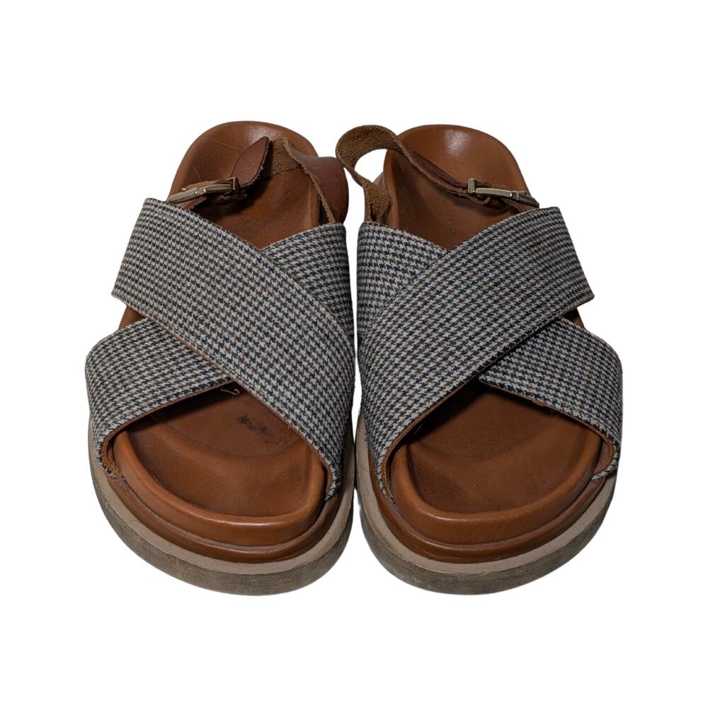 Alohas Marshmallow Checkered Tan Cross Strap Sandals Women’s EU 39 USED